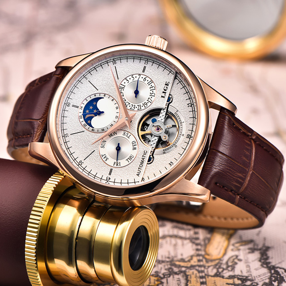LIGE Brand Classic Mens Retro  - Omega Watch Constellation review and price